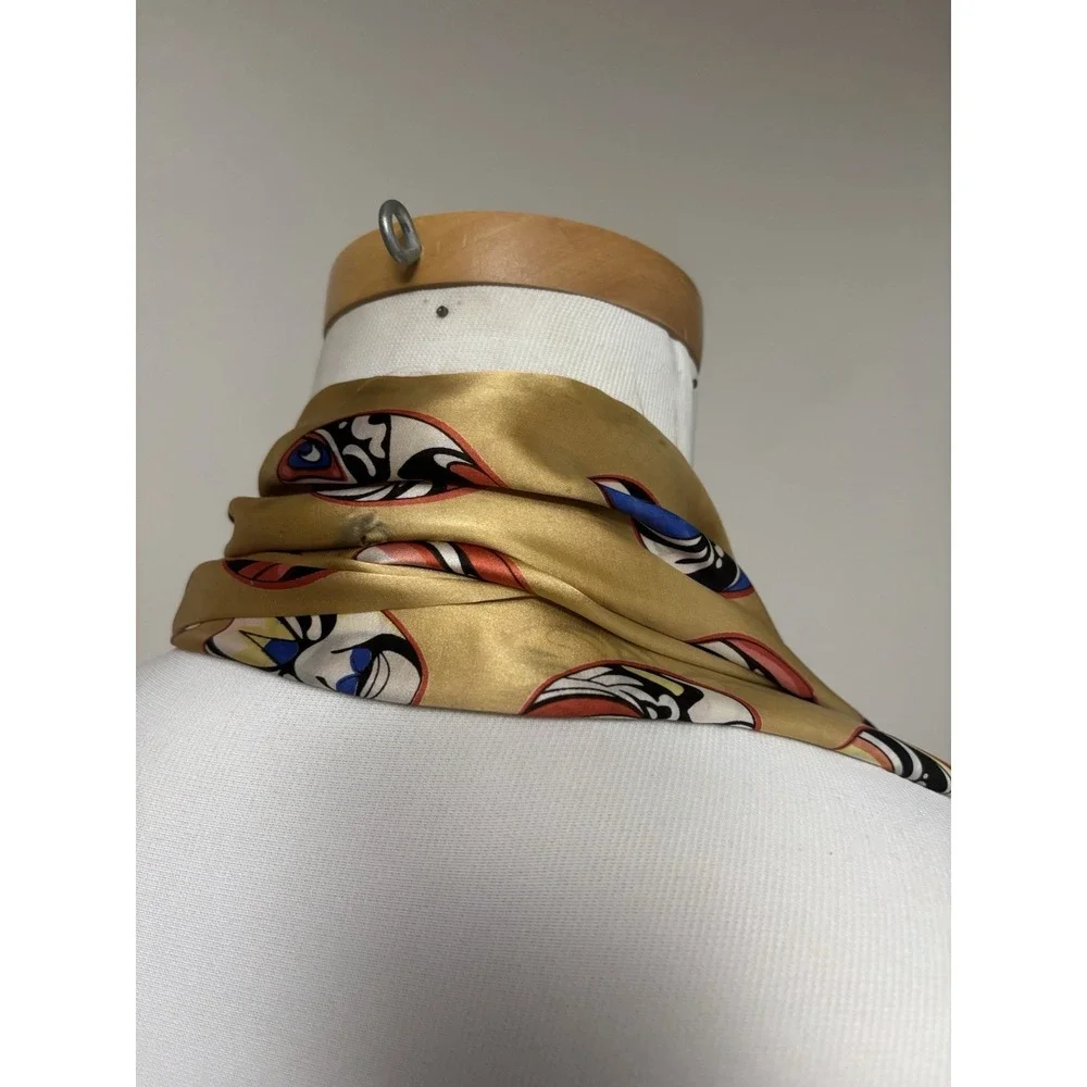 Vintage 100% Silk Print Scarf 11x45